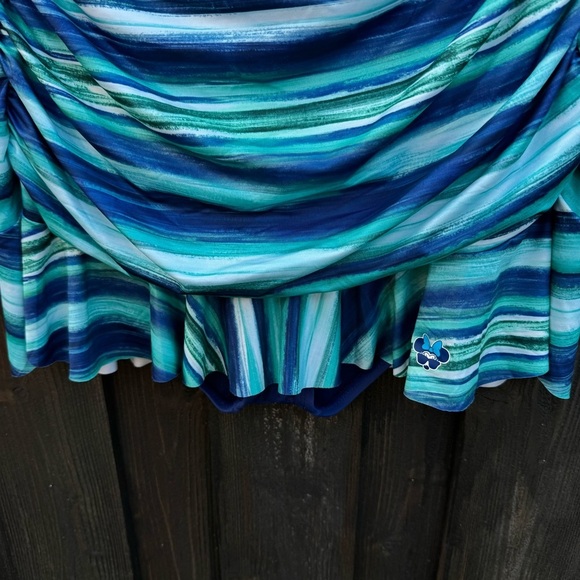 Disney Blue and White Skirted One Piece Swimwear with Ruffle Hem - Picture 4 of 12